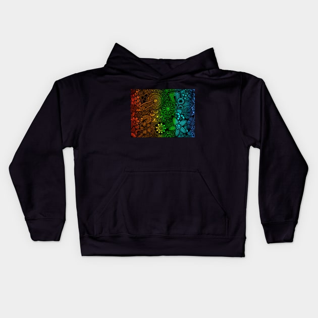 Rainbow Zentangle Pattern Kids Hoodie by MyownArt